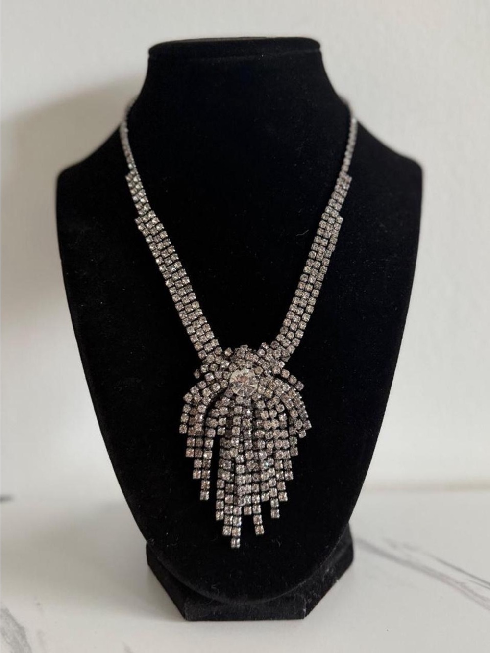 Crystal Statement Necklace - Silver Tone Women Jewelry